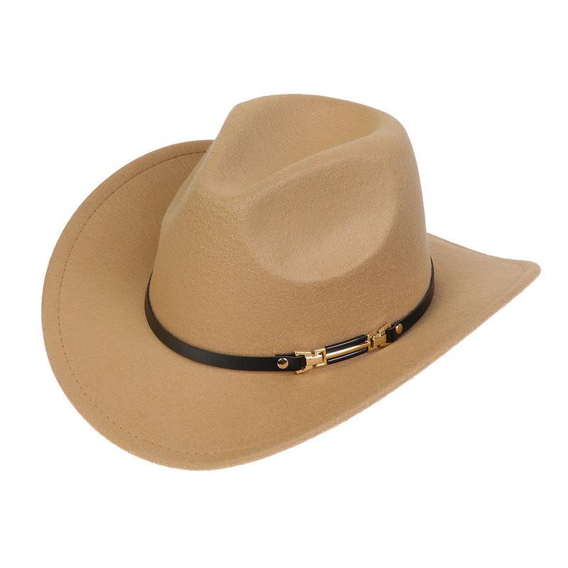 Western Cowboy Top Hat Spring And Autumn New Jazz Hat Big Brim Pentagram Belt Accessories Felt Hat Men And Women