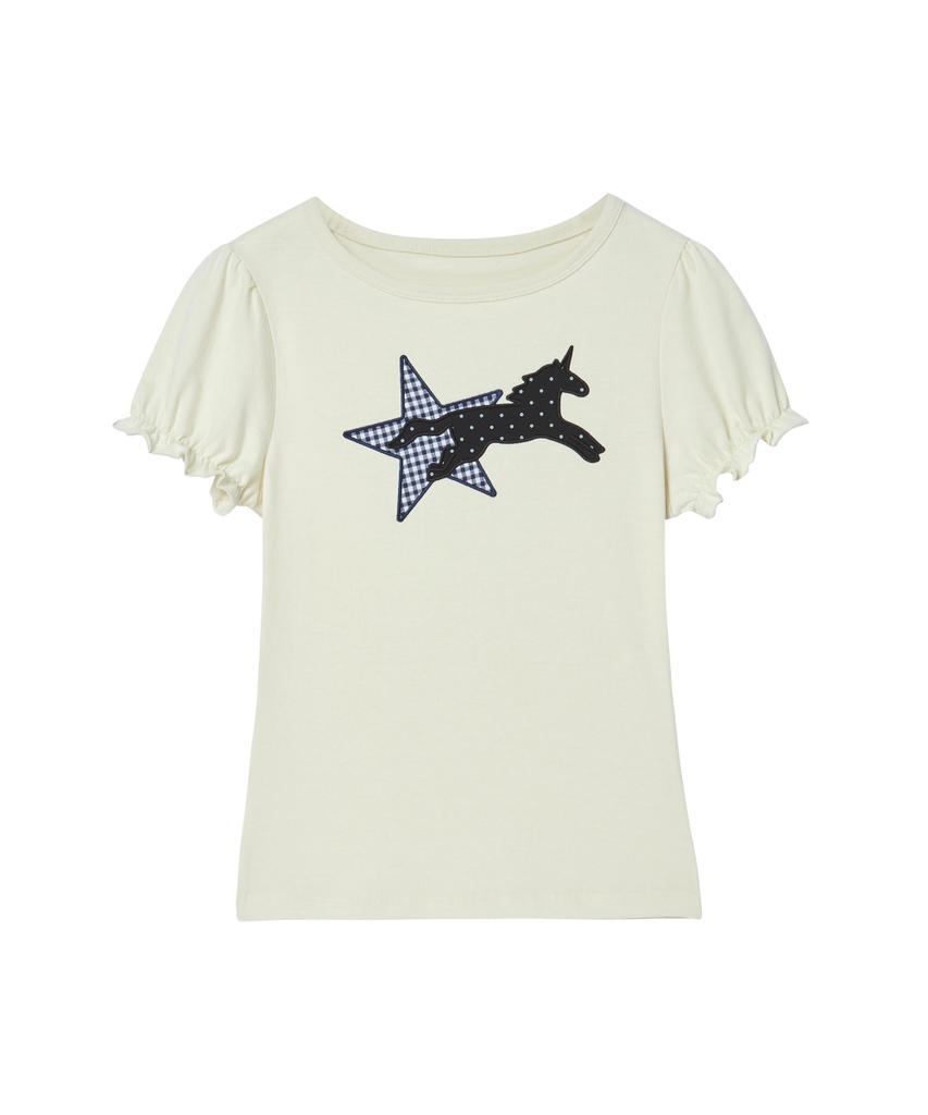 Loginaenloji Starry Unicorn Patch T-Shirt Cream