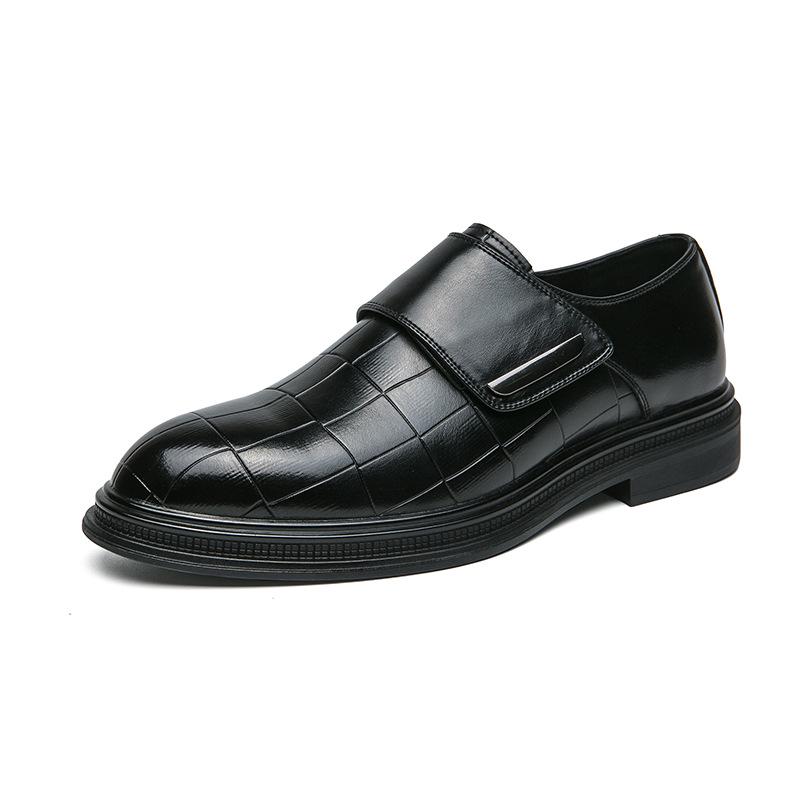 Men s Plus Size Formal Leather Shoes - Korean Style with Velcro 41 чёрный