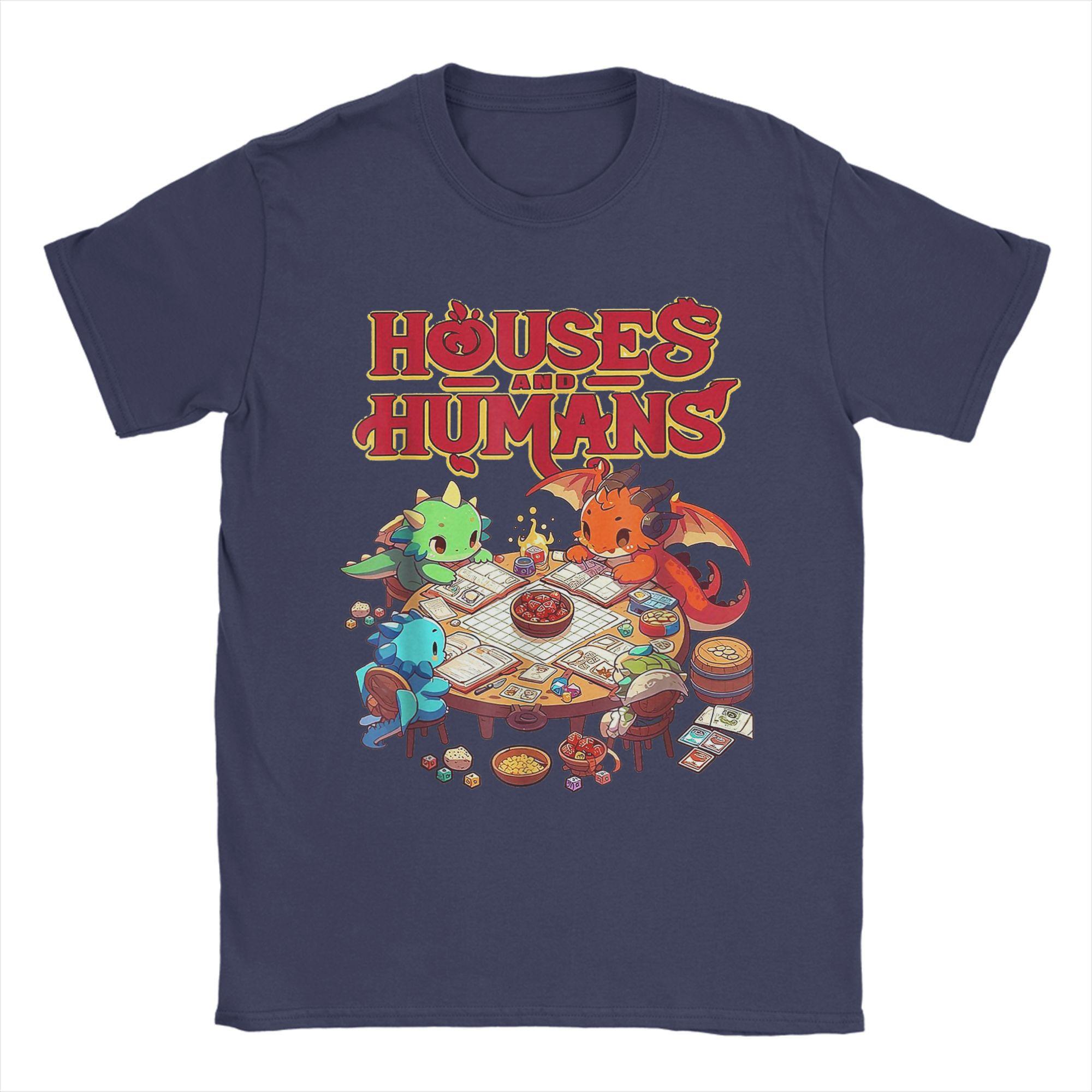 

Gaming Houses Humans Funny Rpg Parody Gamer Men T Shirts Funny Tee Shirt Short Sleeve Crew Neck T-Shirt Cotton Plus Size Tops S темно-синього кольору