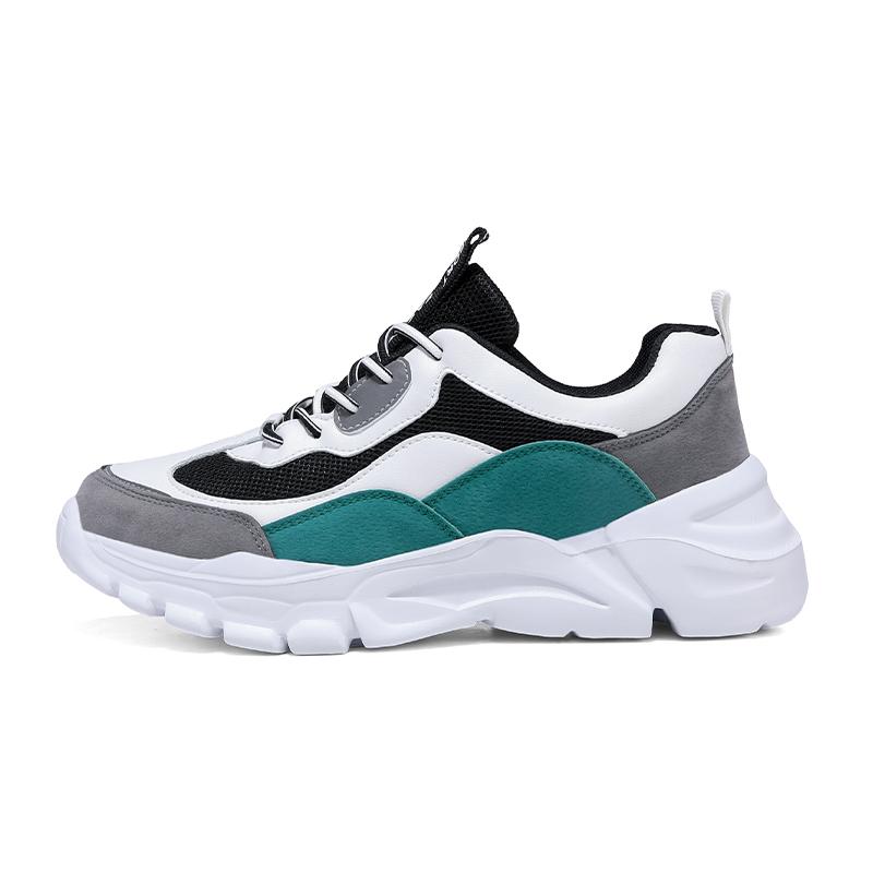 2025 Chunky Sneakers Men Mesh Leather Platform Shoes Mixed Colors Lace-Up Lady Trendy Trainers Thick Sole Men Casual Shoes