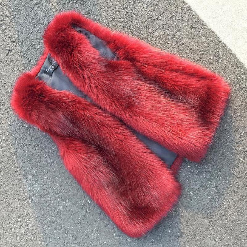Imitation fur vest women's short autumn and winter new imitation fox fur vest thickened vest plush jacket