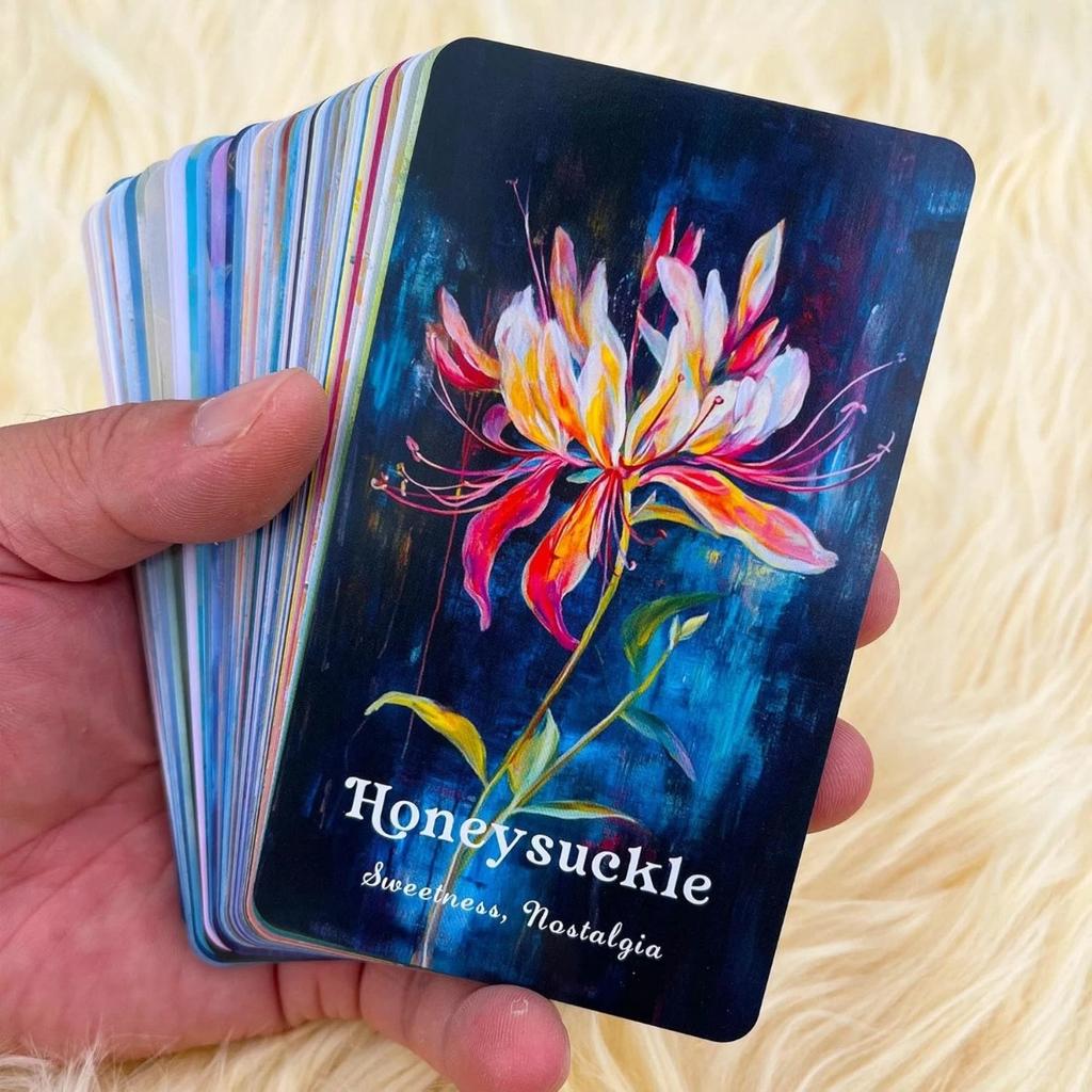 12*7cm Flower Wisdom Oracle Deck, Plant Spirit Oracle Cards for Beginners, Psychological Insight, Nature Oracle 56 Pcs Cards