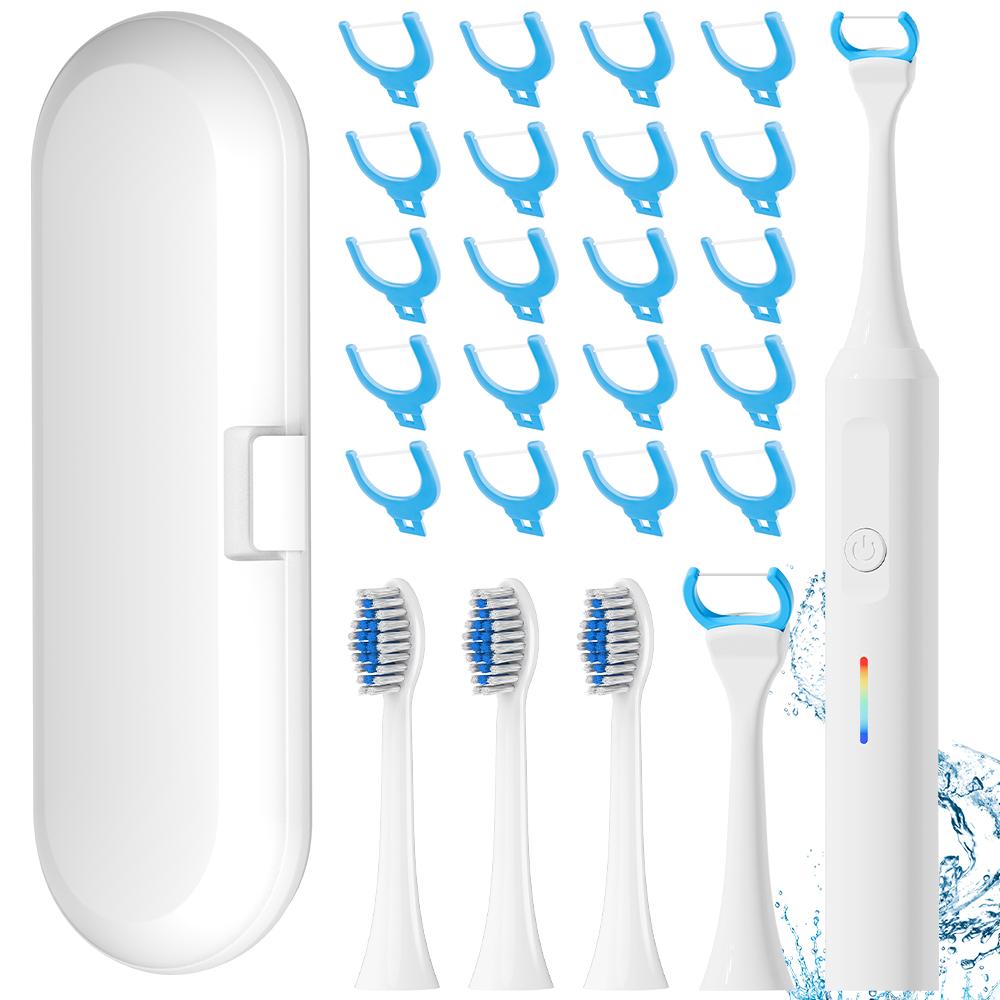 

Sonic Electric Toothbrush Set - 20 Floss Picks Heads, 3 Modes and 2 Min Smart Timer, Compatible with Philips Sonicare Brush Head