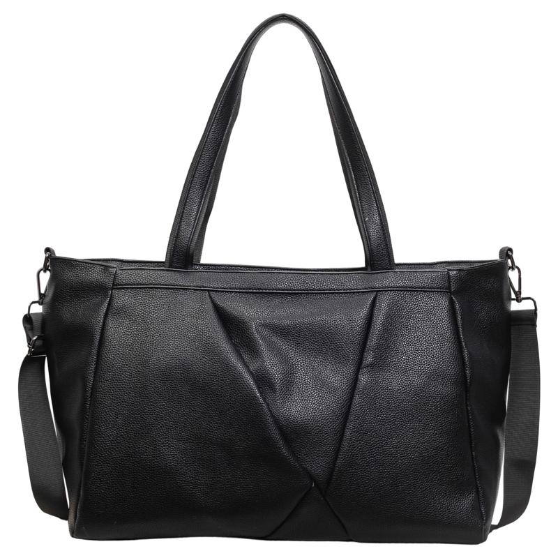 Große Kapazität PU-Tragetasche für Damen, lässige Schulterhandtasche mit Lederbesatz