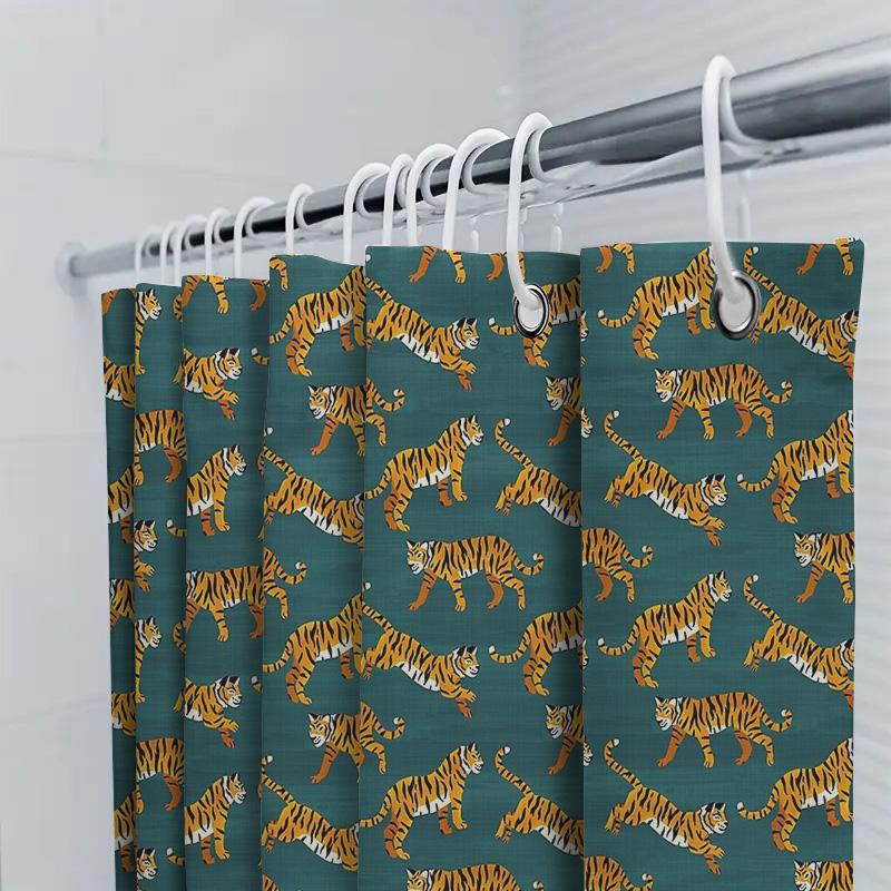 Tenda da Doccia Tigre Motivo Animale Astratto Impermeabile Decorazione Bagno Fauna Selvatica Giungla Sfondo Natura Tema Foresta Lavabile Tessuto