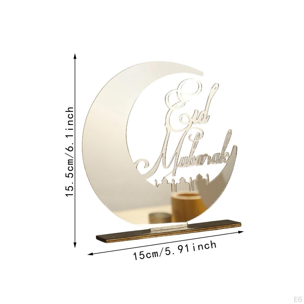 Eid Mubarak Decoration Acrylic Embellishment Portable Desktop Ornament Plaque for Bedroom Islamic