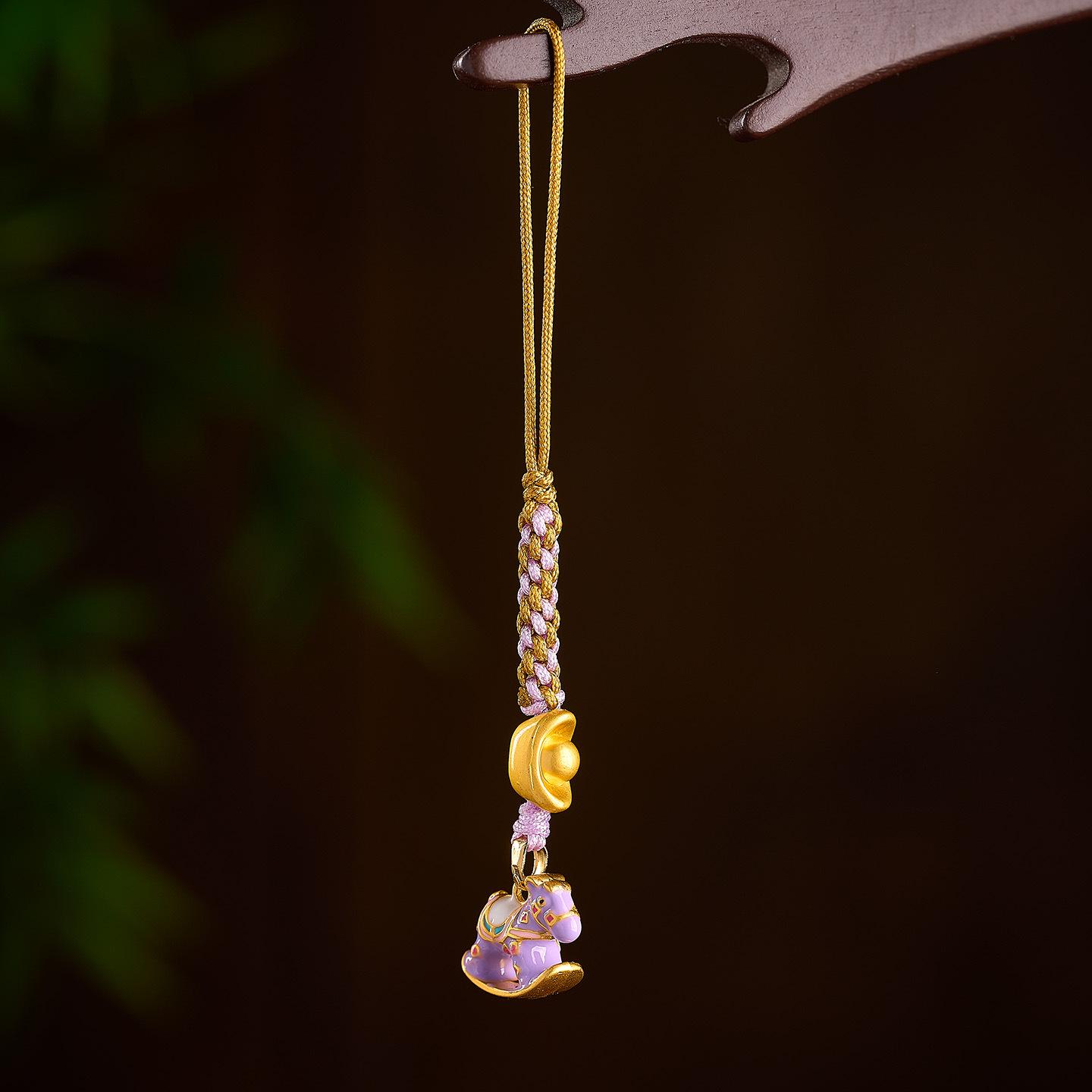 

Golden Horse Phone Lanyard: Quick Prosperity Horse-Themed Safety Charm for Bags, Temple Souvenirs, and Yearly Good Luck.