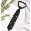 Bow Pearls Tie Black Shirt Tie Temperament Hand-beaded Long Necktie JK Uniform Decoration