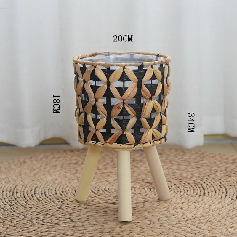 Ручная плетеная напольная полая плетеная из ротанга балконная тыквенная трава цветочный горшок растение Medium