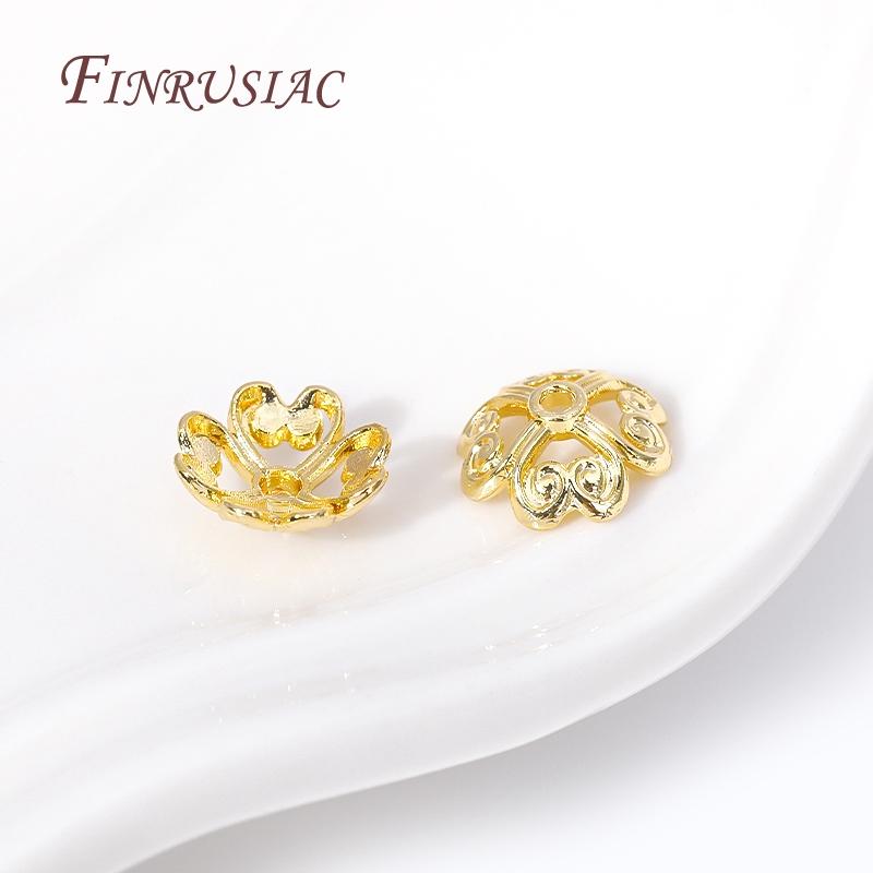 18K Gold Plated Brass Metal Bead End Caps DIY Beading Jewelry Making Supplies Trendy Hollow Flower Caps For Beads 8MM