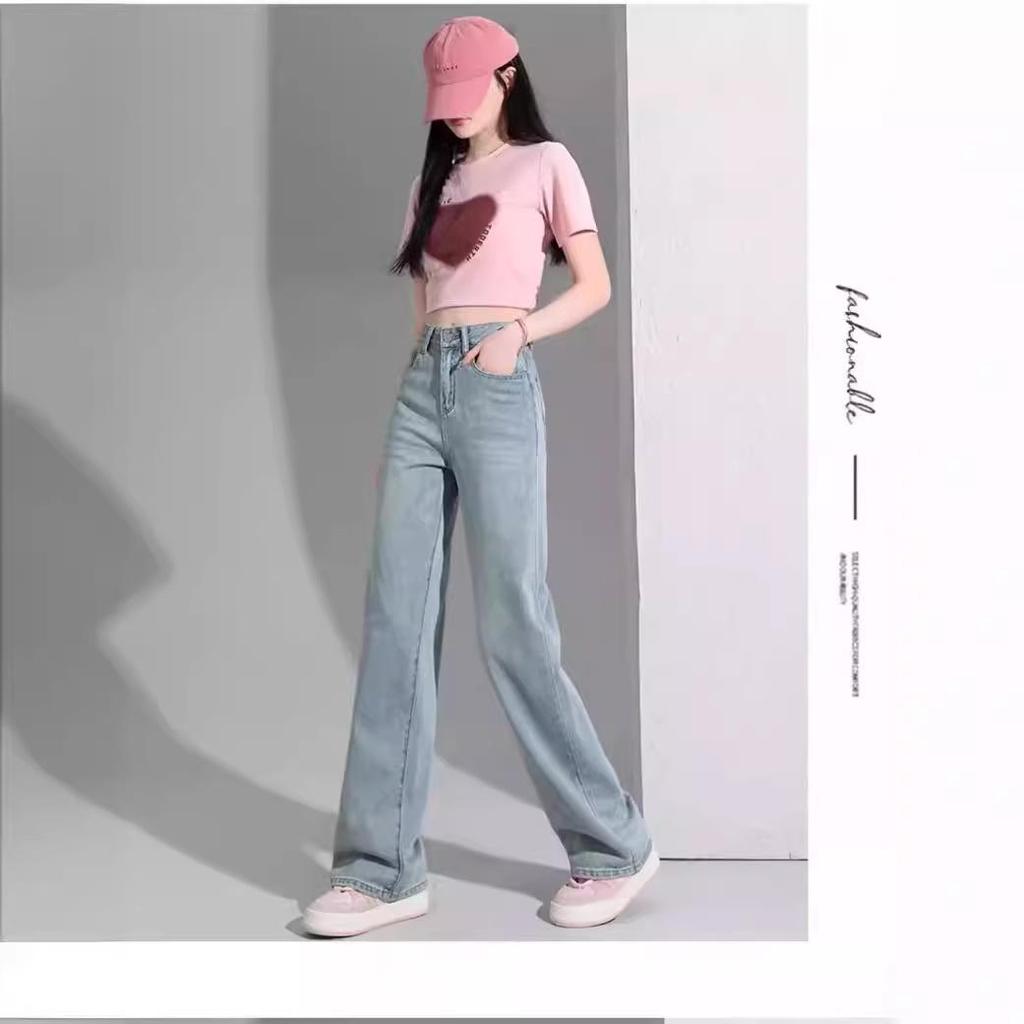 Women's Light Blue Denim Wide-Leg Pants - 2024 Summer New Arrival, Unique Style