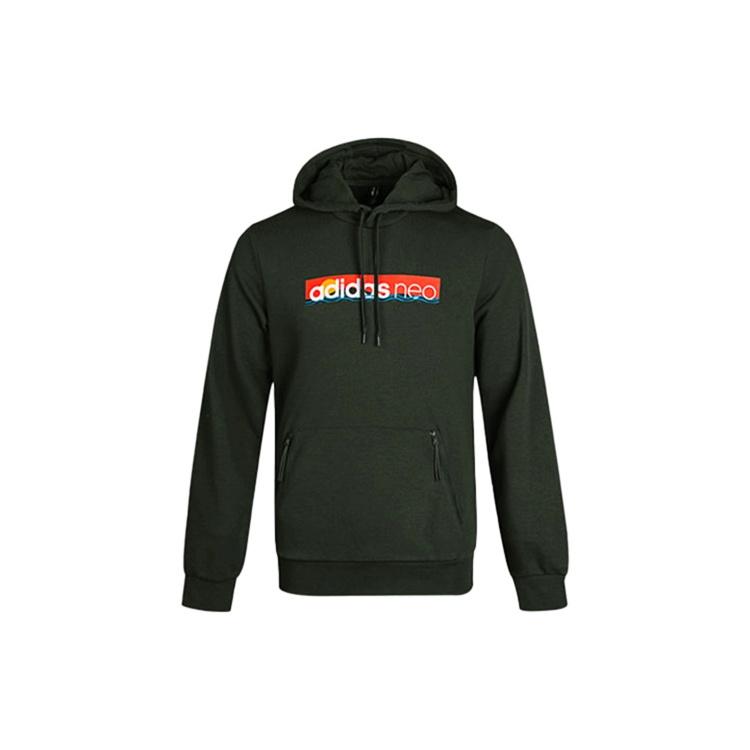 adidas neo Multi-Color Printing logo Casual hooded Pullover Brown Men s GM2329 L