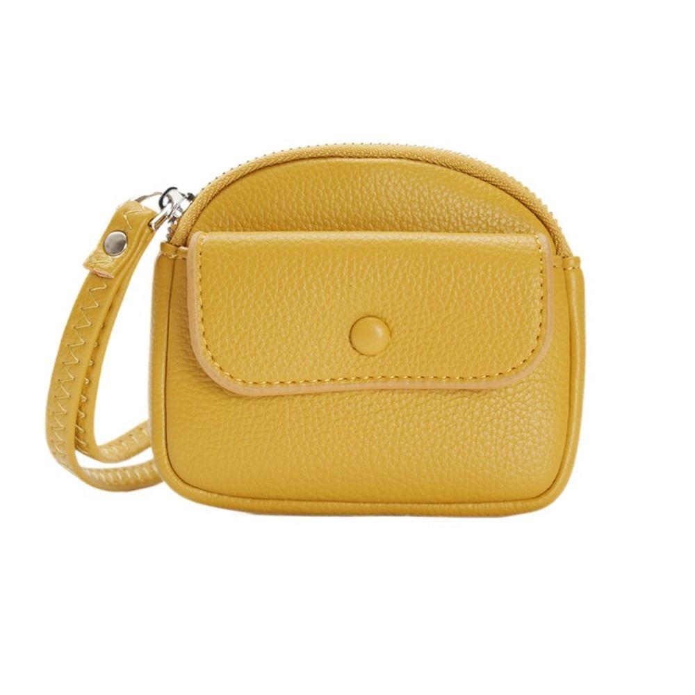Solid Color Wrist Bag Zipper PU Coin Purse Fashion Short Wallet Travel