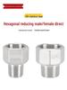 Hexagonal 6-Point To 4-Point Reducing Male/Female 304 Stainless Steel Threaded Water Pipe Fittings (2/1.5/1.2/1 Inch)