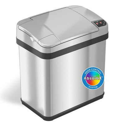 ITouchless Sensor Mülleimer Edelstahl Desodorierend Offiziell Importiert von MT02SS Behälter, Silber, 9,5L, Stahl, Rechteckig, Filter,