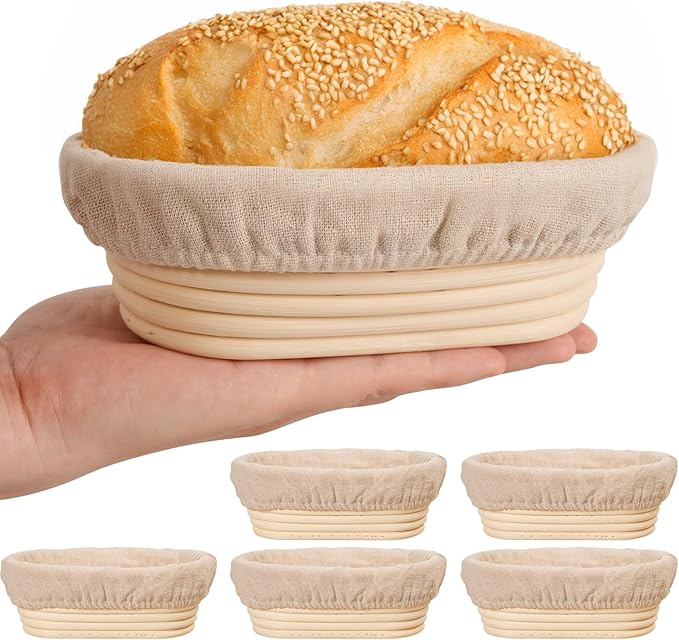 

Oval bread proofing basket set - 6 inches (6 pieces), sourdough baking supplies
