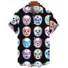 Camisa de Hombre con Estampado de Máscara 3D Verano Lucha Libre Camisa de Manga Corta Casual Camisa Hawaiana para Hombre Ropa Holgada Lucha Libre Mexicana