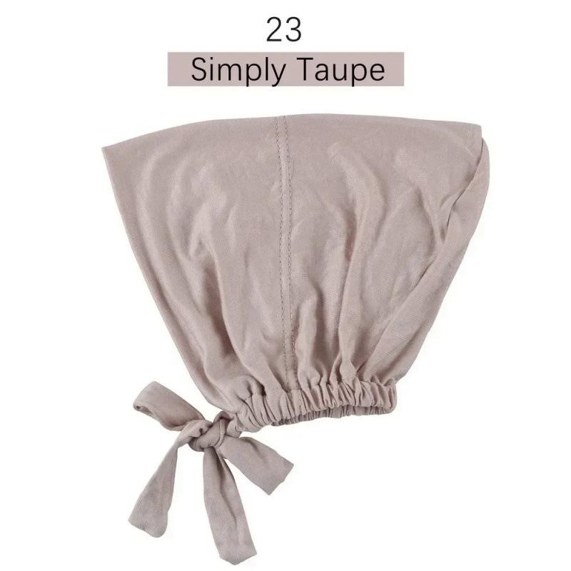 Solid Color Elastic Tie-Back Modal Undercap Hijab Scarf Adjustable Kufi Cap