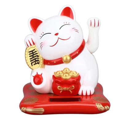 Τυχερή Γάτα Ηλιακή Χαριτωμένη Διακοσμητική Υποδεχόμενη Πλούτο Κουνώντας το Χέρι Γάτα της Τύχης για Σπίτι Γραφείο