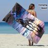 Purple Galaxy Starry Sky Horse Printed Beach Towel Polyester Soft Quick Dry Large Bath Towel Summer Swimming Pool Surf Blanket
