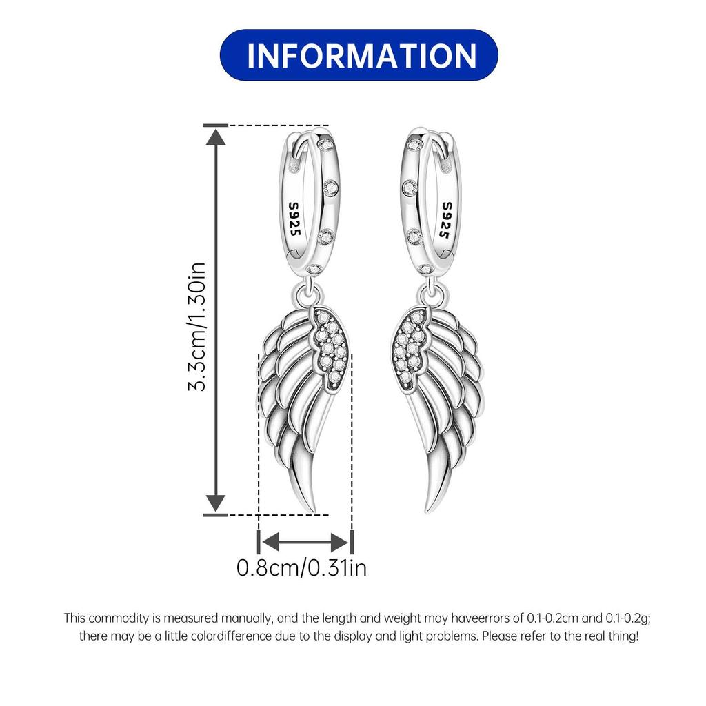 Orstarry 925 Silver Sparkling Wings Earrings Original Jewelry Drop Earrings Women Jewelry Party Trendy Anniversary Gift