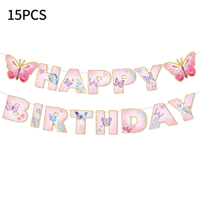 Butterfly Party Supplies Disposable Tableware for Girl Birthday Party Paper Plates Cups Cake Topper Baby Shower Baptism Decor