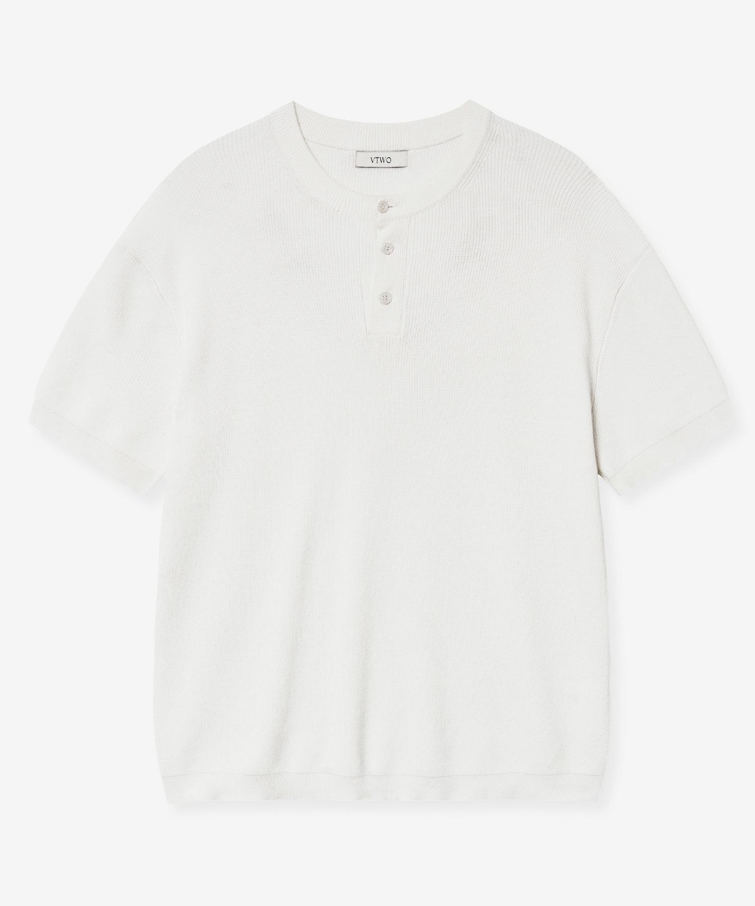 V2 Washable Henley Neck Half Knit (Ivory) Ivory/M