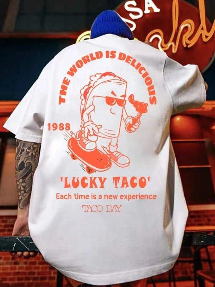 

Винтажные повседневные топы унисекс с короткими рукавами и принтом Lucky Taco 1988 года «Мир восхитителен», индивидуальные футболки унисекс для всех математических задач