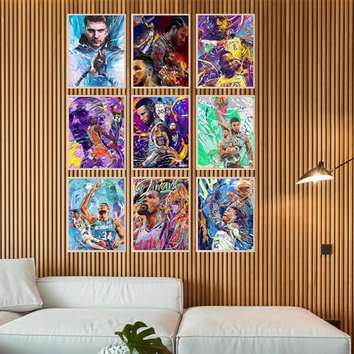 Bigwig Print Basketball Posters - Basketball Posters for Boys' Bedroom, NBA Art for Boys' Rooms, Sports Wall Decor, Kobe Bryant, LeBron James, Steph C
