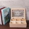 Dust-proof Wooden Tea Box with Clear Lid Desktop Organizer Tea Bag Holder  Hair Accessory