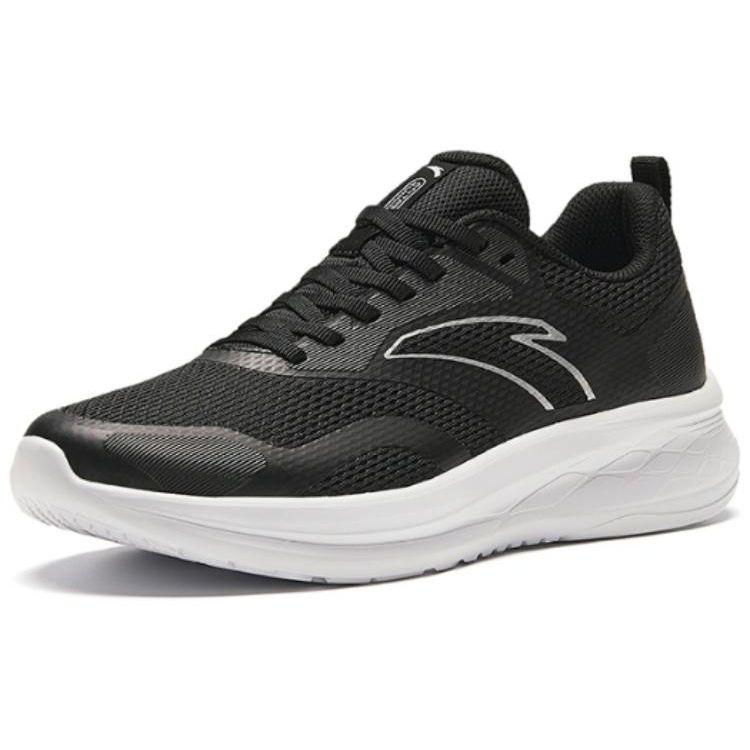 Anta Round Toe Lace-Up Shock Absorbing Wear-Resistant Low-Top Running Shoes Women sneaker Basic-Black 122415577-3