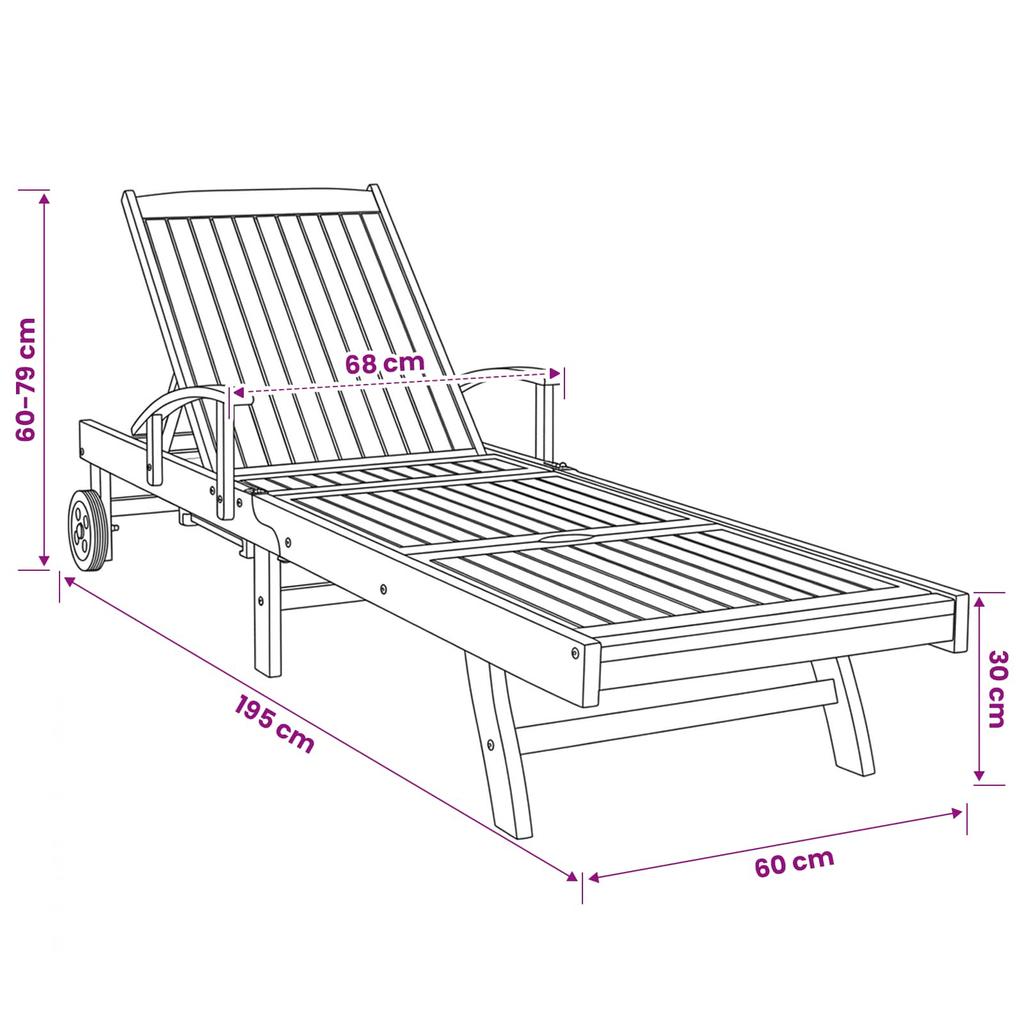 1 Person Sun Lounger Brown Solid Teak Wood