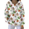 Ladies' Loose And Comfortable Drawstring V-neck Long Sleeved Christmas Printed Sweatshirt