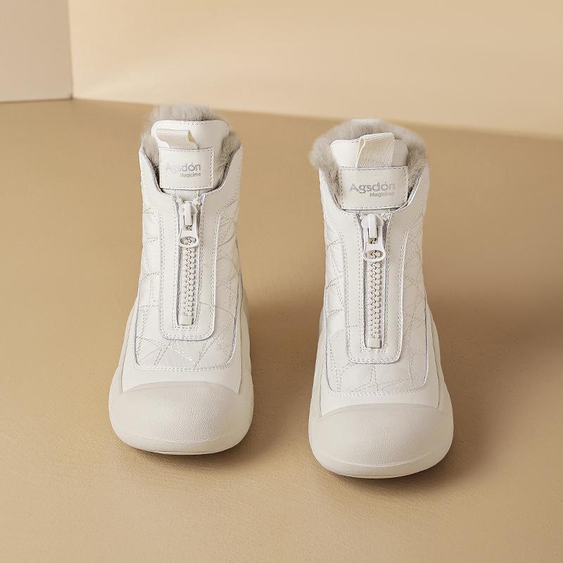 Augustine Snow Boots Women's 2025 New Winter Velvet Platform Martin Boots Outdoor Thickened White Cotton Shoes