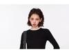 Black Faux Two-Piece Long-Sleeve T-Shirt - 2024 Spring/Autumn Pleated Color Block Slimming Fashion Top