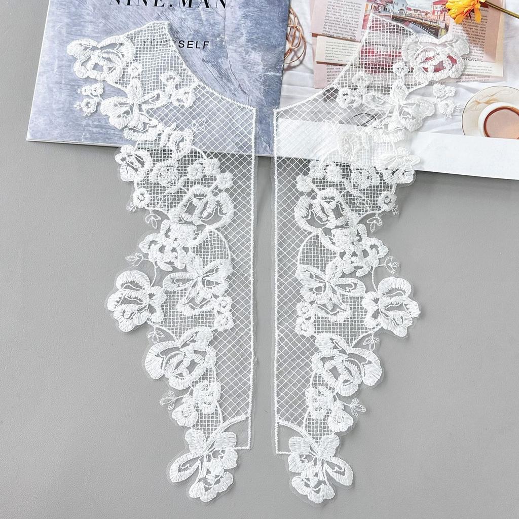 Front Collar Applique Wedding Dress, Clothing Accessories, Accessories, White Embroidered Mesh Pair, Lace Lace Cloth Sticker