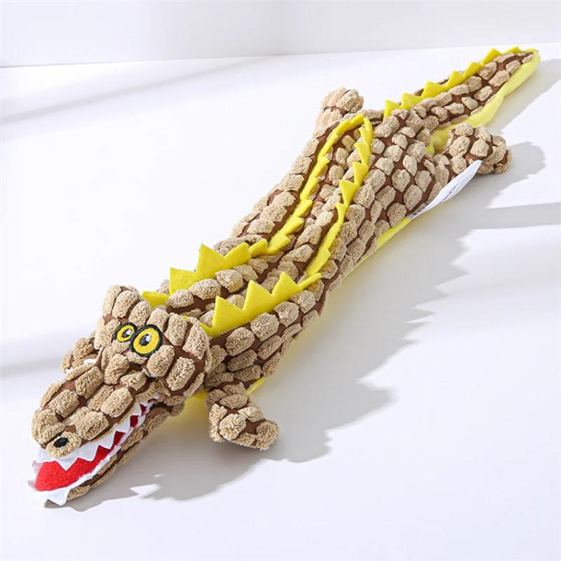Plyšové pískací hračky pro psy, zvlněné plyšové krokodýly, bez výplně, žvýkací hračka pro psy pro štěňata středních a velkých psů, pískací hračky