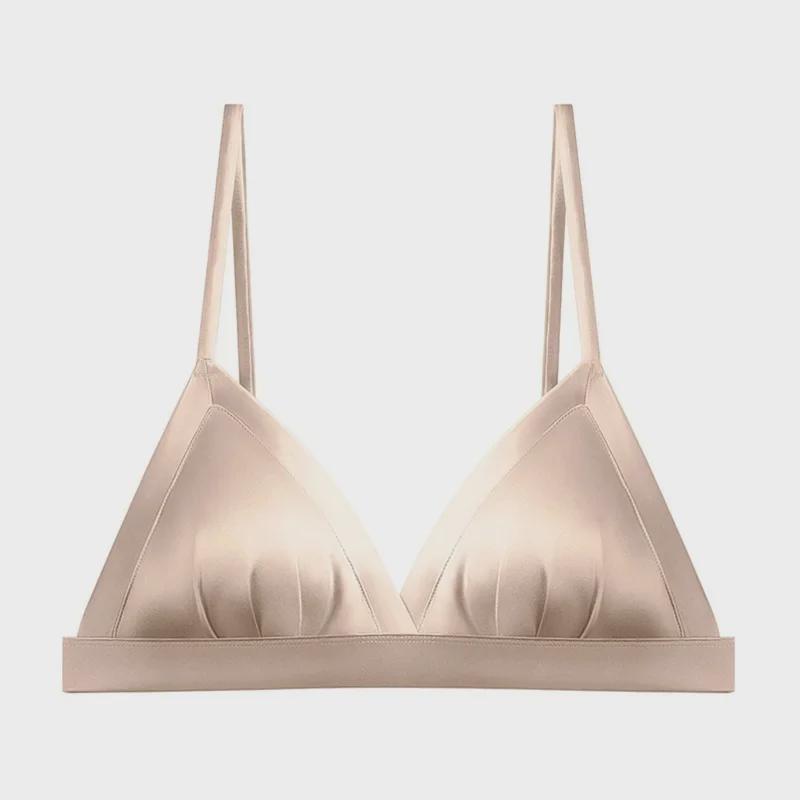 

Бюстгальтер с треугольными чашками Guolian French Silk Satin - гладкое, тонкое, шелковое нижнее белье без косточек Large