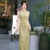 Green Sleeveless Modern Chinese-Inspired Long Cheongsam Dress Women 2026 Elegant Vintage Style