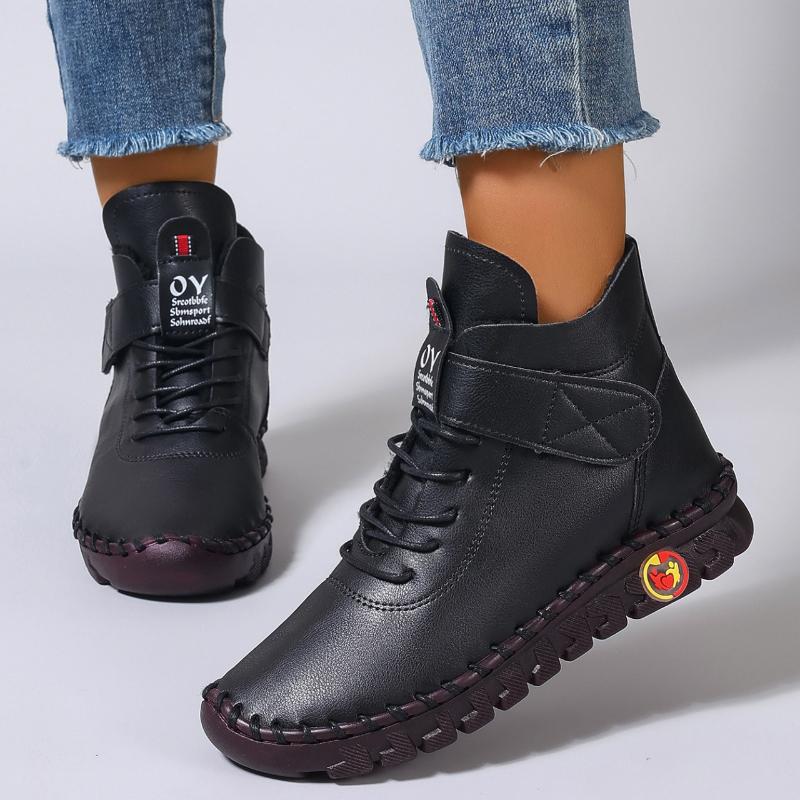 New Women Boots Comfortable Flat Ankle Boots Luxury Casual Thickened Warm Shoes Fashion Handmade Cotton Shoes Women 36-43