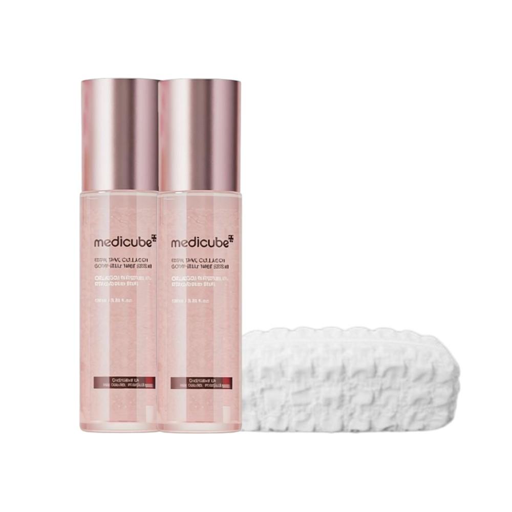 Medicube PDRN Collagen Glow Jelly Mist Serum Special Set (100ml x 2 + Cloud Pouch)