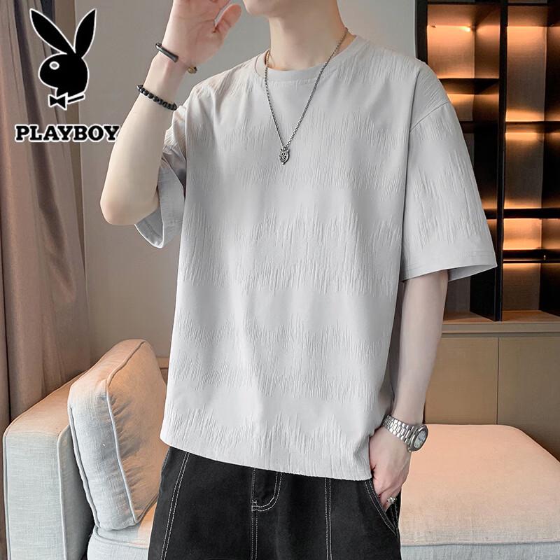PLAYBOY Men s Ice Silk Round Neck Short Sleeve T-Shirt 6XL