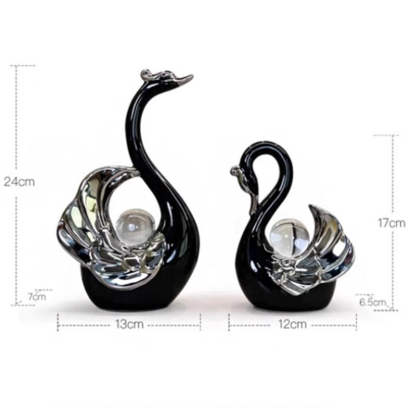 Crystal Ball Couple Swan Decoration for Modern Luxury Home Entrance, Living Room, Wine Cabinet, TV Stand, Wedding Gift