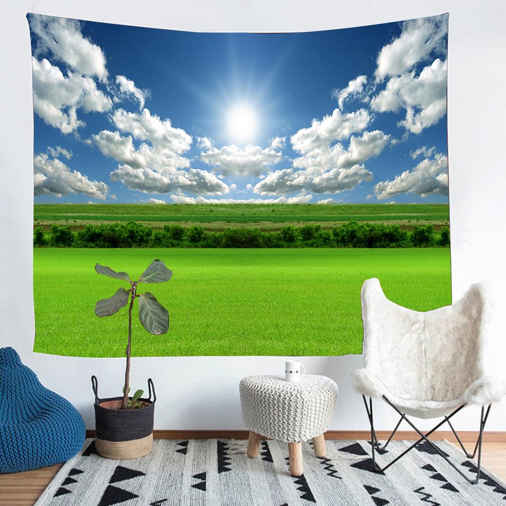 

Осенний гобелен с подсолнечником, синяя деревянная доска, художественный настенный гобелен с полевыми цветами, гобелен для спальни, эстетика украшения дома 100X75CM