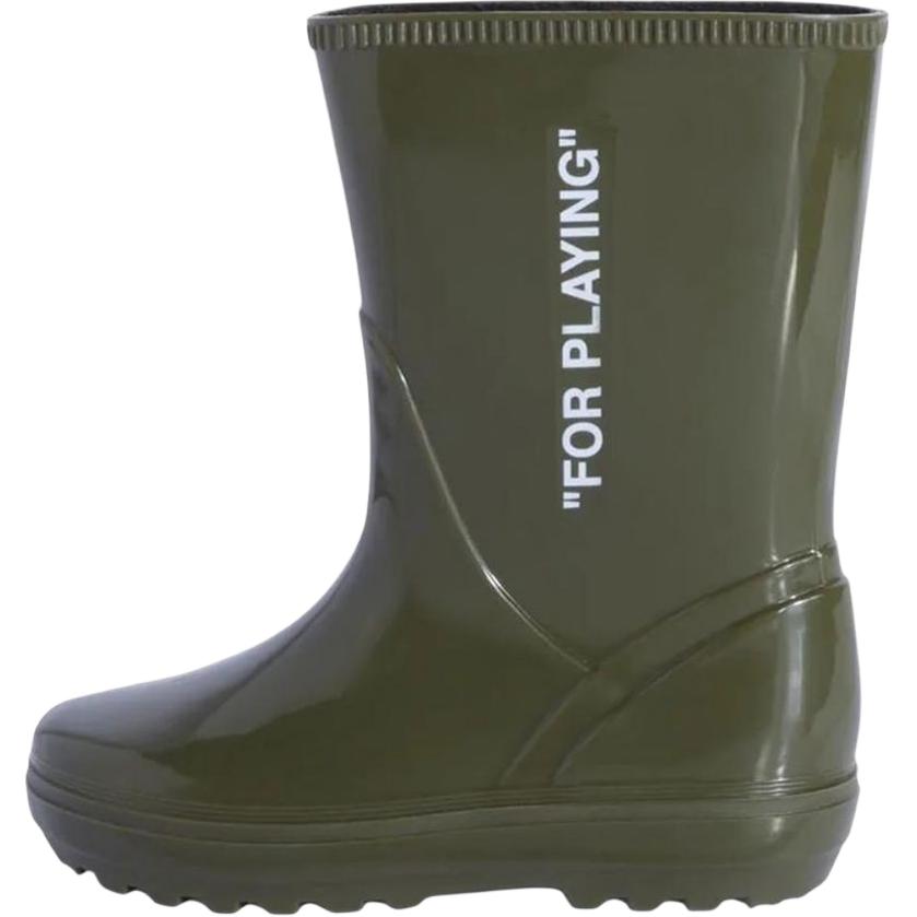 

Off-White Round Toe Slip-On Comfortable Versatile Kids Boots Green 20159374455406761000 26