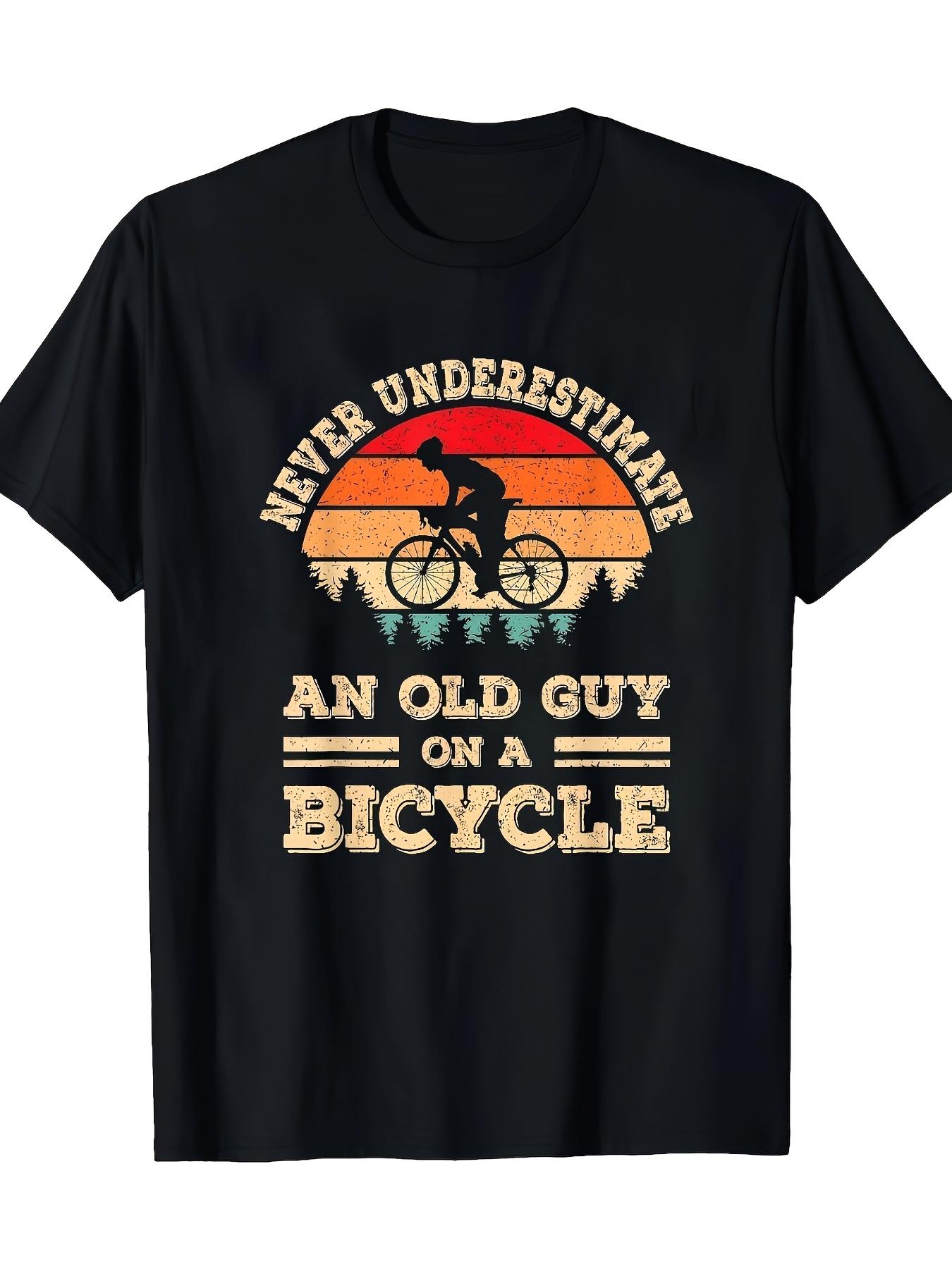 An Interesting Never Underestimate an Old Man on a Bicycle Graphic T-Shirt - Short-Sleeved XL