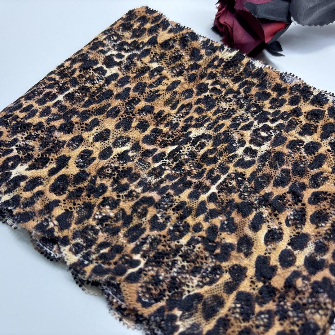 

Эластичное кружево шириной 15 см, кружевная отделка из эластичного спандекса с леопардовым принтом для нижнего белья, бюстгальтера, одежды, рукоделия и шитья 1 meter x 15 cm разноцветный