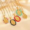 18K Gold Mary Embossed Retro Pendant Necklace for Women