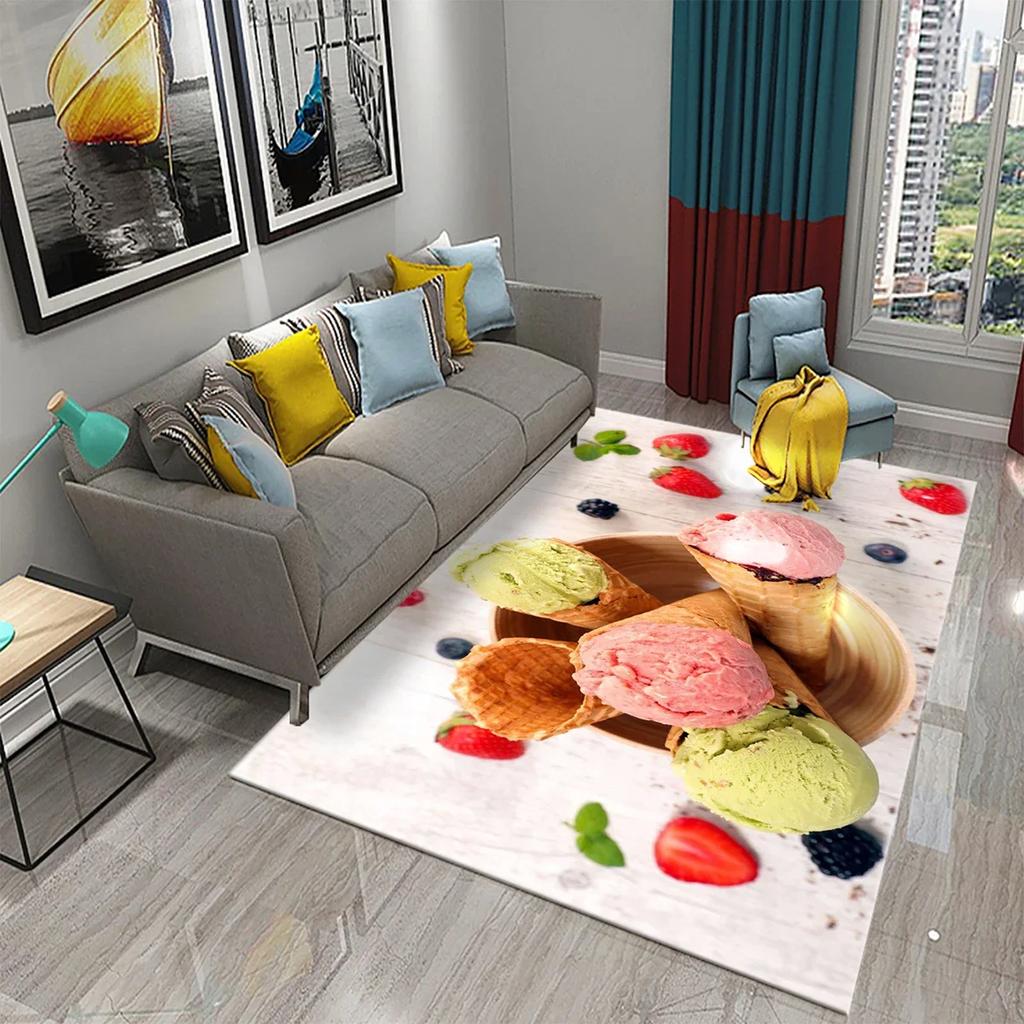 Ice Cream Carpet Dessert Pattern Rugs for Living Room Kids Bedroom Porch Rug Kitchen Non-slip Rugs Hallway Entrance Decor Carpet